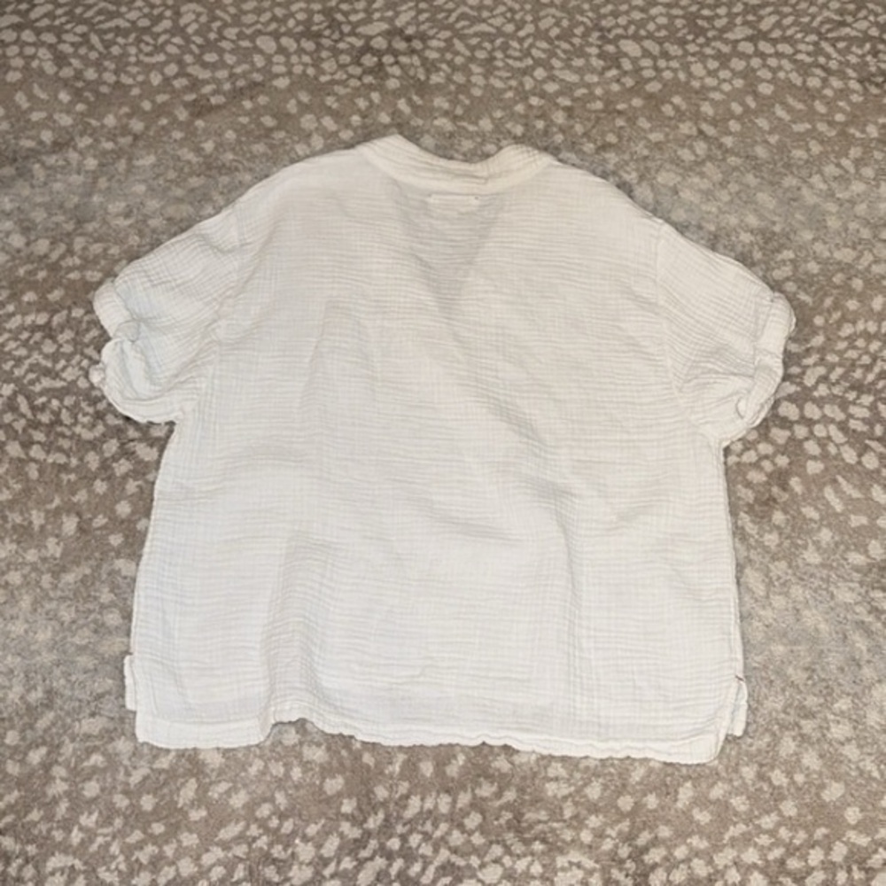 Xirena Avery White Cotton Gauze‎ Short Sleeve Casual Top - Picture 11 of 14